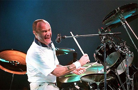 Phil Collins playing the drums. Source: guardiannews.com